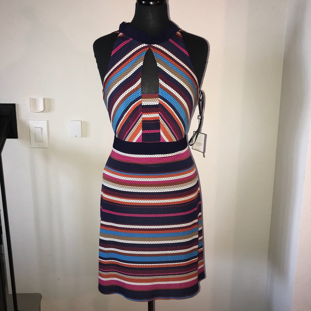 NEW Laundry by Shellie Segal Striped Tie back Dress size 4 - Picture 2 of 8